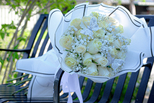 Bouquet of Roses White in a Wrap