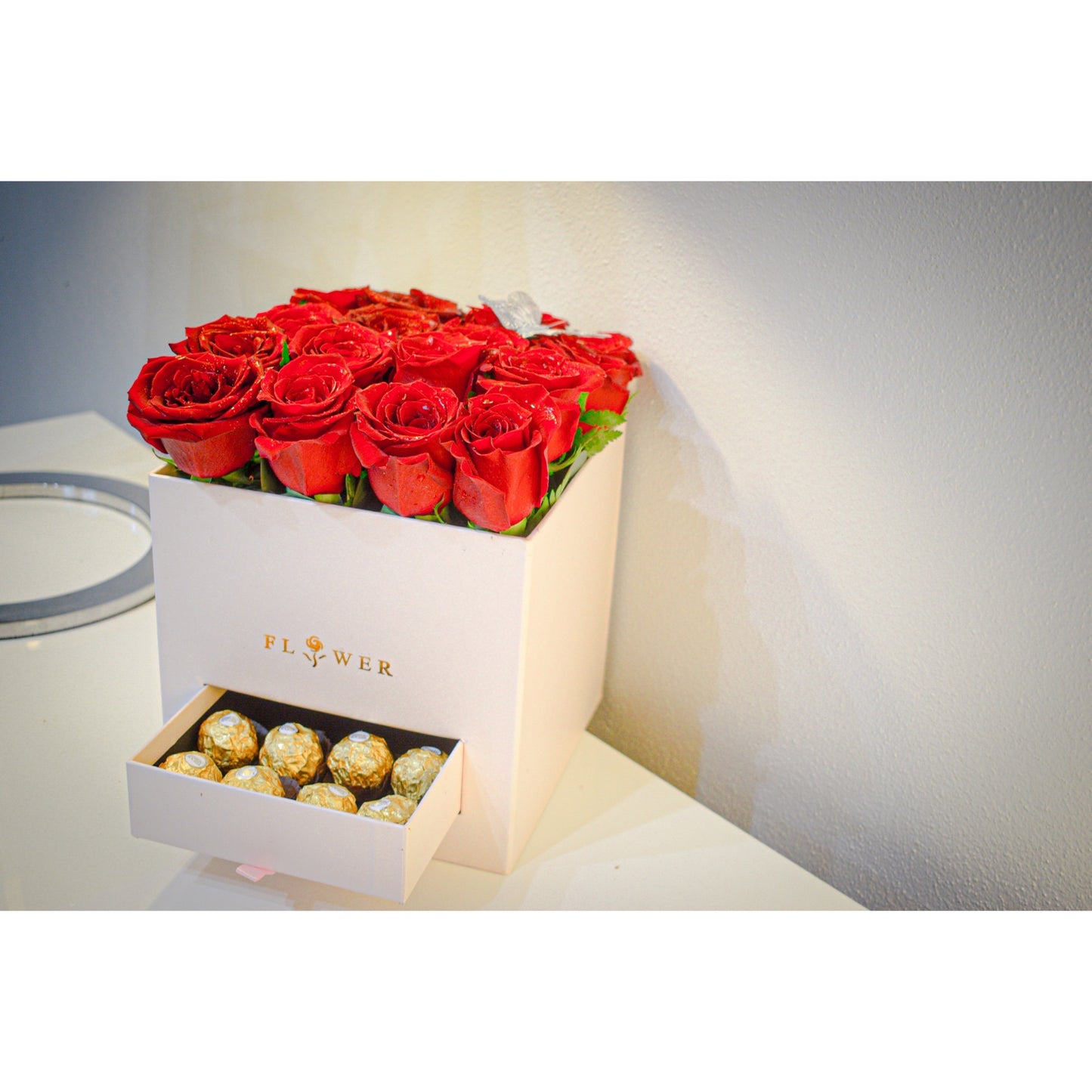 Red Roses Box With chocolate Drawer