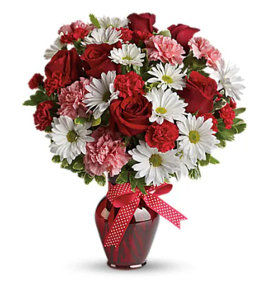 Hugs and Kisses Bouquet with Red Roses